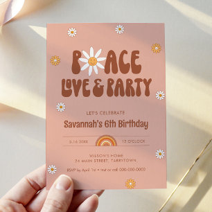 HIPPIE DAZE Peace Love & Party - Any Age Birthday Invitation