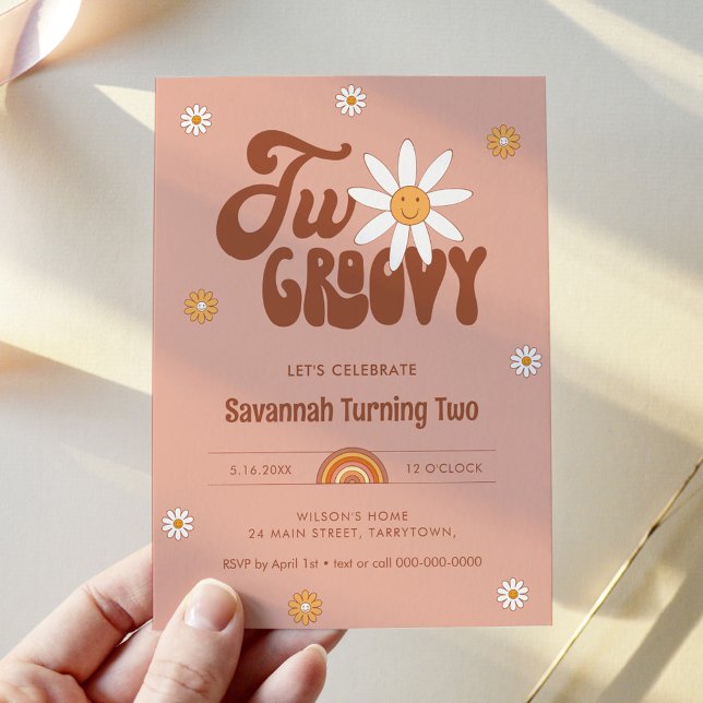 HIPPIE DAZE Two Groovy 2nd Birthday Invitation (Creator Uploaded)