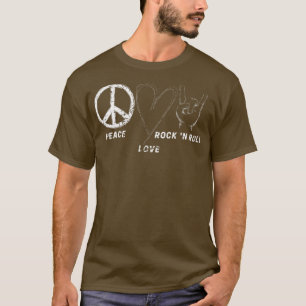 Hippie Design Peace Love Rock N Roll Concert Band T-Shirt