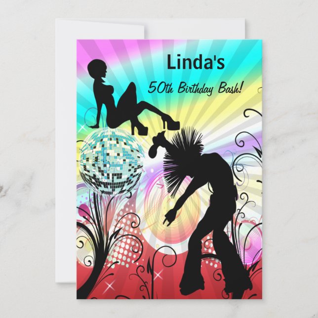 hippie disco retro  party Invitation (Front)