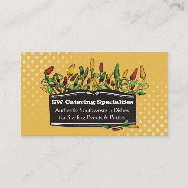 hippie doodle hot chilli peppers food chef business card (Front)
