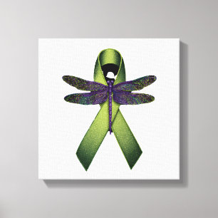 Hippie Dragonfly Green Ribbon Cerebral Palsy Aware Canvas Print