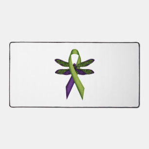 Hippie Dragonfly Green Ribbon Cerebral Palsy Aware Desk Mat