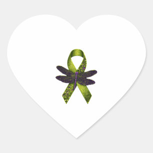Hippie Dragonfly Green Ribbon Cerebral Palsy Aware Heart Sticker