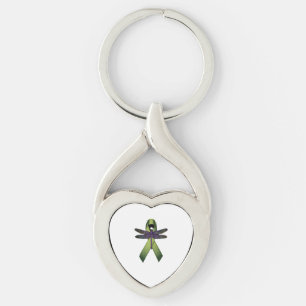 Hippie Dragonfly Green Ribbon Cerebral Palsy Aware Key Ring