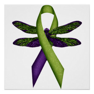 Hippie Dragonfly Green Ribbon Cerebral Palsy Aware Poster