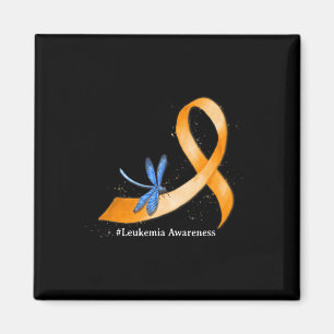 Hippie Dragonfly Orange Ribbon Leukaemia Awareness Magnet