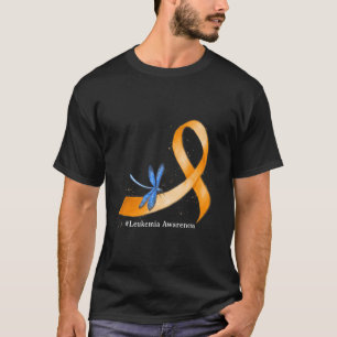 Hippie Dragonfly Orange Ribbon Leukaemia Awareness T-Shirt