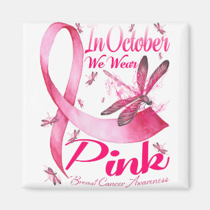 Hippie Dragonfly Pink Ribbon Breast Cancer Magnet