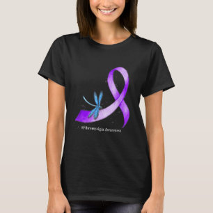 Hippie Dragonfly Purple Ribbon Fibromyalgia Awaren T-Shirt