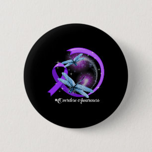 Hippie Dragonfly Purple Ribbon Overdose Awareness  6 Cm Round Badge