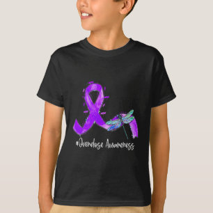 Hippie Dragonfly Purple Ribbon Overdose Awareness T-Shirt