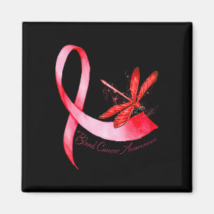 Hippie Dragonfly Red Ribbon Blood Cancer Awareness Magnet