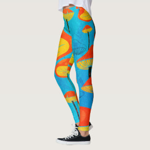 Hippie Dreamy Retro Vibe Enchanting Mushrooms Leggings