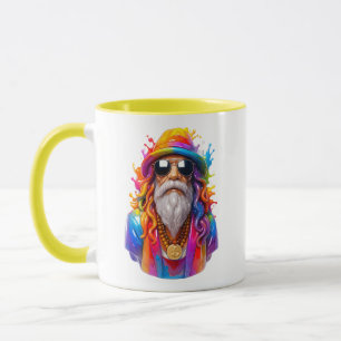 Hippie Dude Colourful Rainbow Portrait Yellow Them Mug