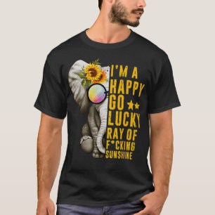 Hippie Elephant Im A Happy Go Lucky Ray Of Sunshin T-Shirt