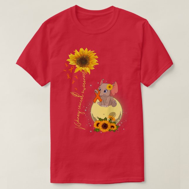 hippie elephant sunflower kidney cancer awareness  T-Shirt (Design Front)