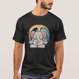 Hippie Elephant Yoga Peace Sign Meditation T-Shirt