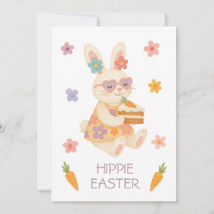 HIPPIE ESATER- flower power Osterhase Holiday Card