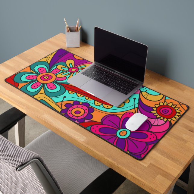Hippie Floral Design Desk Mat (Office 2)