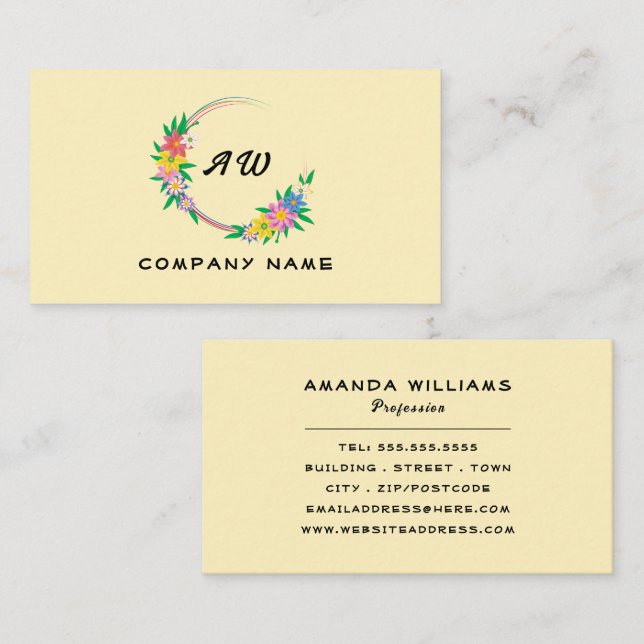 Hippie Floral Frame, Floral Business Card (Front/Back)