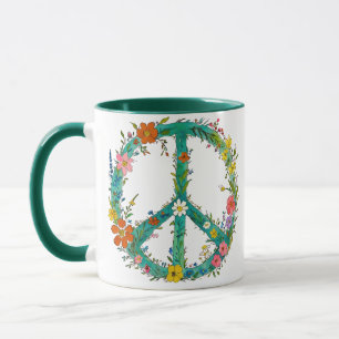 Hippie Floral Peace Sign Mug