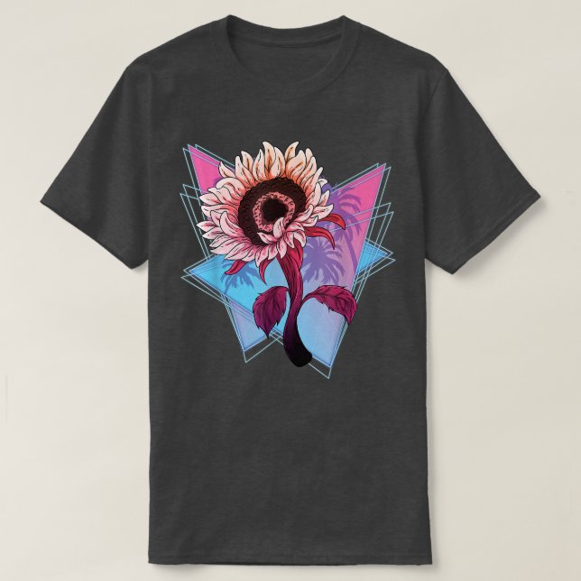 Hippie Flower 90s Vaporwave Gardener Sunshine Sunf T-Shirt (Design Front)
