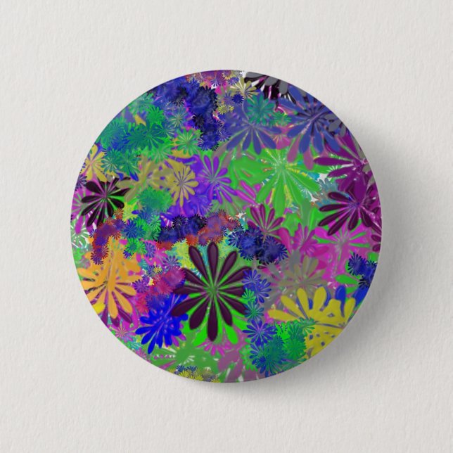Hippie Flower Power Design 6 Cm Round Badge (Front)