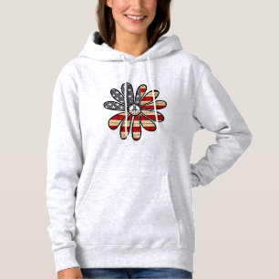 Hippie Flower Power Peace Sign American Flag Hoodie