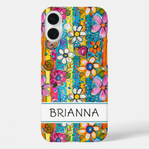 Hippie Flower Power Personalised iPhone 16 Plus Case