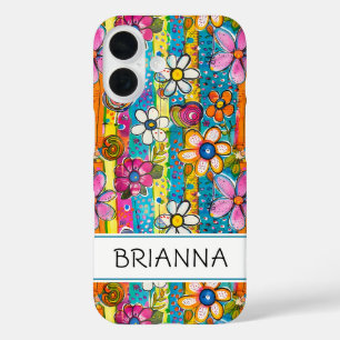 Hippie Flower Power Personalized iPhone 16 Case
