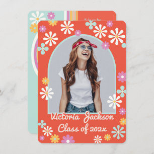 Hippie Flower Power Photo Graduation Invitation