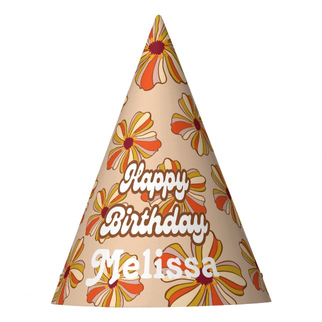 Hippie Flower Retro 70s 30th Birthday Party Hat (Front)