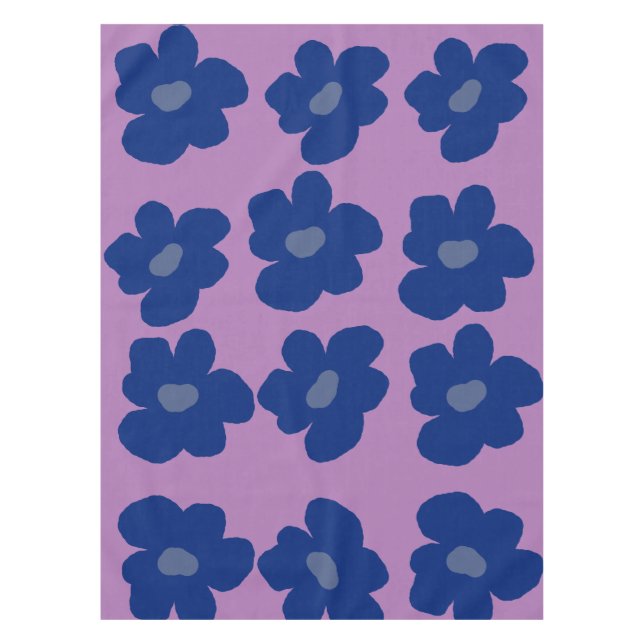 Hippie Flowers Blue  Tablecloth (Front)