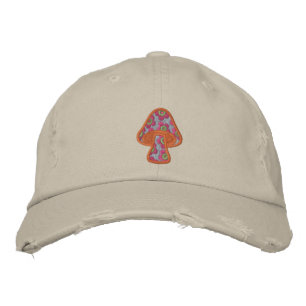 Hippie Flowers Mushroom Embroidered Hat