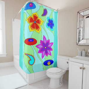 Hippie Flowers Shower Curtain