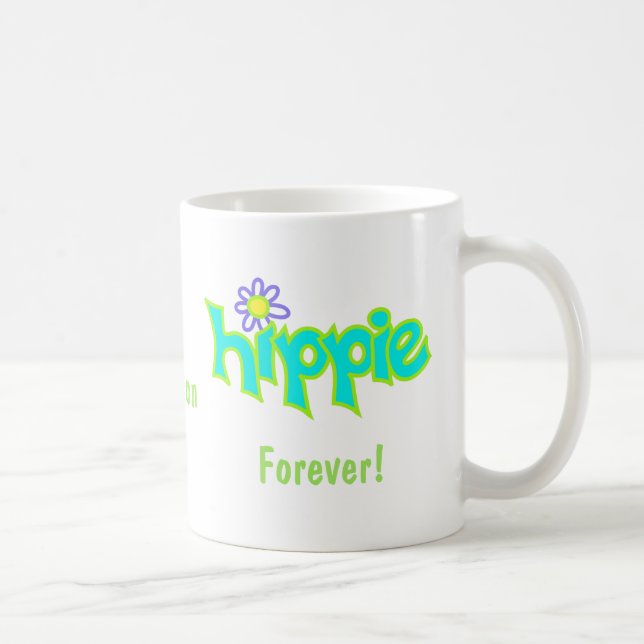 Hippie Forever Turquoise Art Name Personalised Coffee Mug (Right)