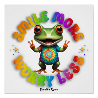 Hippie Frog Happy Positive vibe Custom personalise Poster