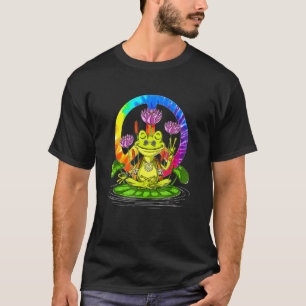 Hippie Frog Peace Sign Yoga Hippies 70s For Women T-Shirt