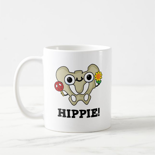 Hippie Funny Hip Bone Pun  Coffee Mug (Left)