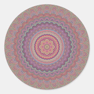 Hippie geometric mandala classic round sticker