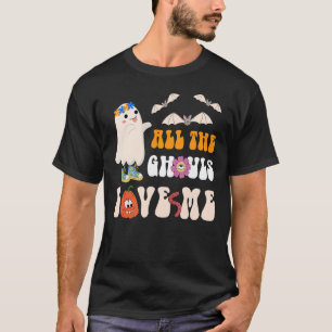 Hippie Ghost All the Ghouls Love Me Retro Groovy H T-Shirt