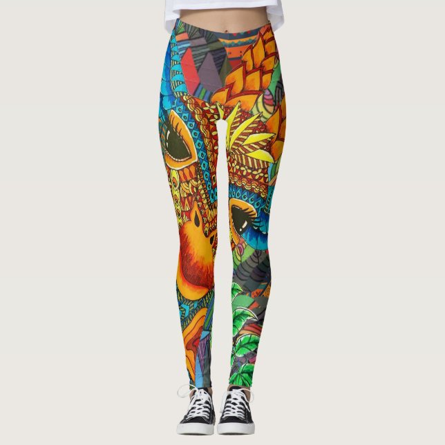Hippie Giraffe Boho Leggings (Front)