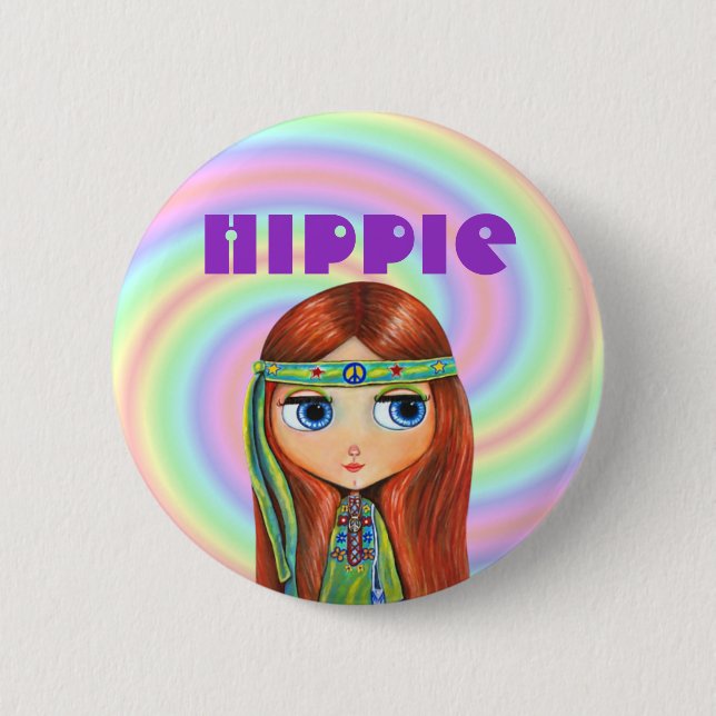 Hippie Girl Button (Front)