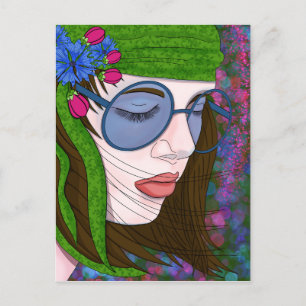 Hippie Girl Lifestyle Postcard