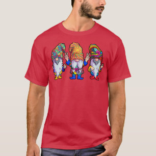 Hippie Gnomes Retro Gnome Tie Dye Hippies Boho Pea T-Shirt