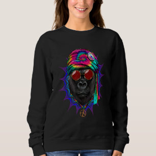 Hippie Gorilla Ape Tie Dye Peace Sign Psychedelic  Sweatshirt