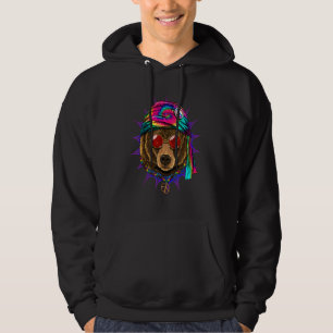 Hippie Grizzly Bear Tie Dye Peace Sign Psychedelic Hoodie