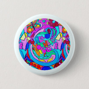 hippie groovy love 6 cm round badge
