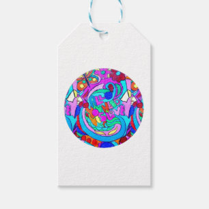 hippie groovy love circle gift tags